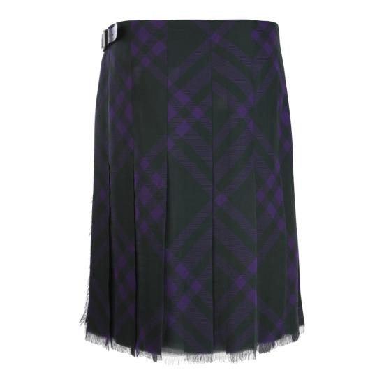  버버리 체크 울 미디 킬트 스커트 8078013B7984 Black - BURBERRY