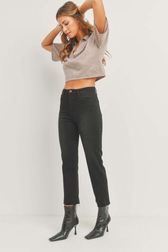  저스트 블랙 데님 스트레이트 팬츠 스탠드업 스트레이트 워시드 블랙 - JUST BLACK DENIM