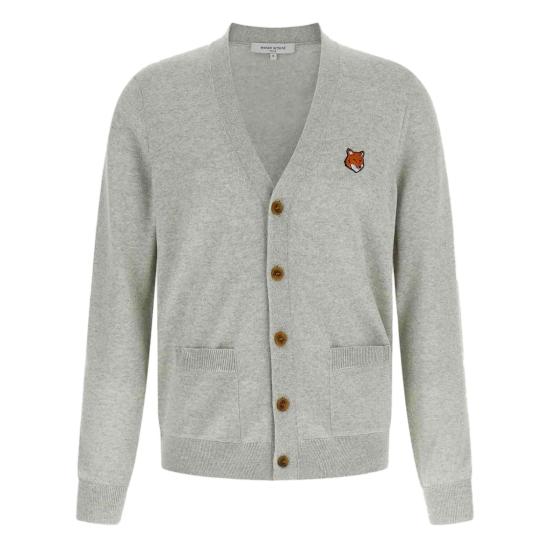 25FW 메종키츠네 폭스 헤드 메리노 레귤러 가디건 PM00501KT1181H120 Grey