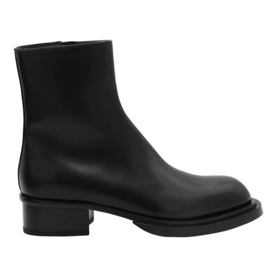  알렉산더 맥퀸 쿠반 스택 가죽 앵클 부츠 750383WIDY01000 Black