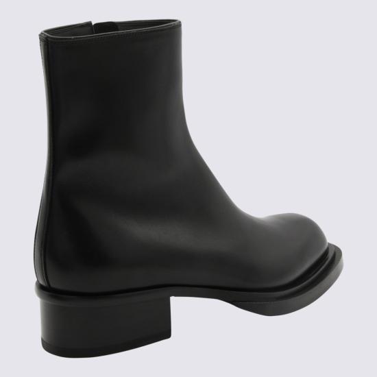  알렉산더 맥퀸 쿠반 스택 가죽 앵클 부츠 750383WIDY01000 Black - ALEXANDER MCQUEEN