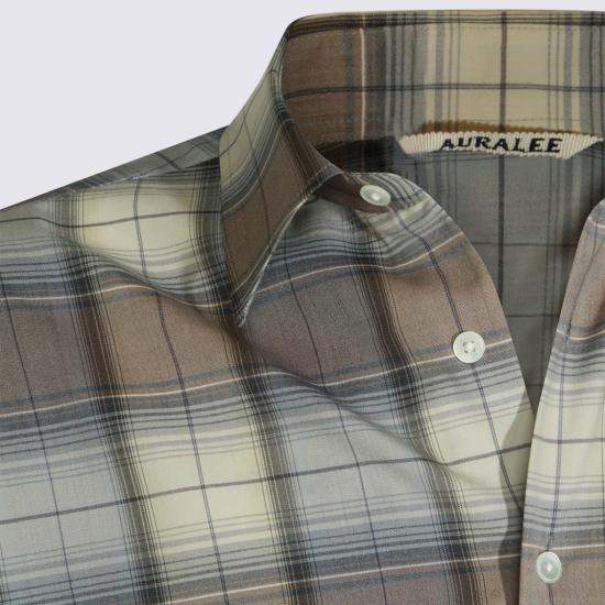 26SS 오라리 긴팔 셔츠 A26SS01LCBLUE GRAY CHECK Grey - AURALEE