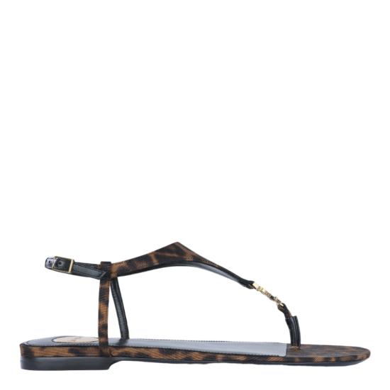 26SS 생로랑 카산드라 레오파드 프린트 플랫 샌들 860715AAC9X2038 Brown