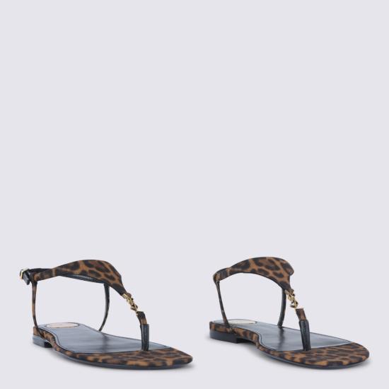 26SS 생로랑 카산드라 레오파드 프린트 플랫 샌들 860715AAC9X2038 Brown - SAINT LAURENT