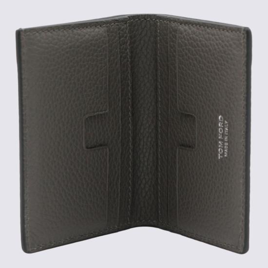 26FW 톰포드 그레인 레더 로고 폴디드 카드 홀더 Y0279LCL158STBG Grey - TOMFORD