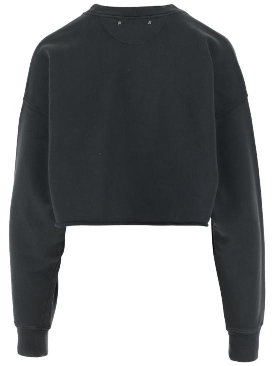 26FW 골든구스 크리스탈 프론트 크롭 코튼 스웨트셔츠 GWP02203P00189690456 Black - GOLDEN GOOSE