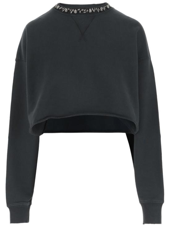 26FW 골든구스 크리스탈 프론트 크롭 코튼 스웨트셔츠 GWP02203P00189690456 Black