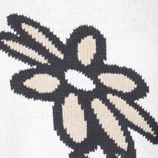 메종키츠네 앱스트랙트 데이지 인타르시아 스웨터 OM00811KT1138P100 White - MAISON KITSUNE