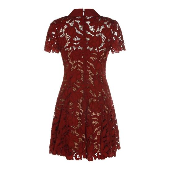 26FW 셀프 포트레이트 미디 원피스 PF26111SABUBURGUNDY Red - SELF PORTRAIT