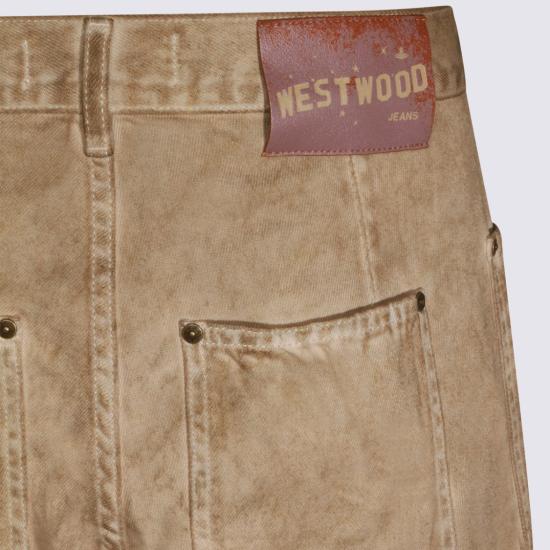 26SS 비비안웨스트우드 로고 패치 5포켓 진 로고 패치 5포켓 진 2802003GW01HAC403 Brown - VIVIENNE WESTWOOD