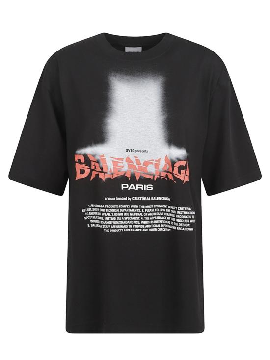 26FW 발렌시아가 더 도어 오버사이즈 티셔츠 871733TUVO41000 Black