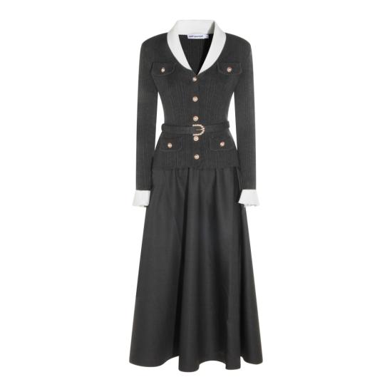 26FW 셀프 포트레이트 롱 원피스 PF26131MAGRGREY Black