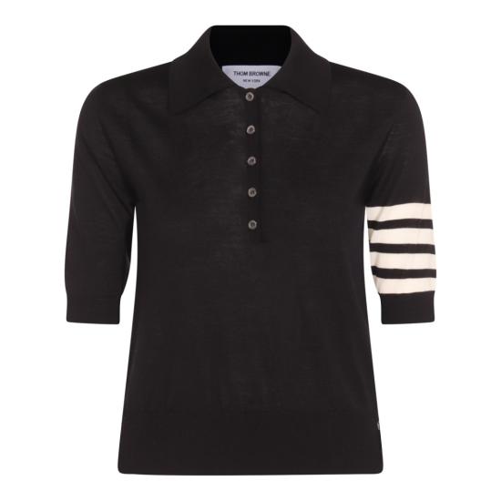 26FW 톰브라운 울 4바 릴렉스드 폴로 니트 FKP053AY1014415 Black
