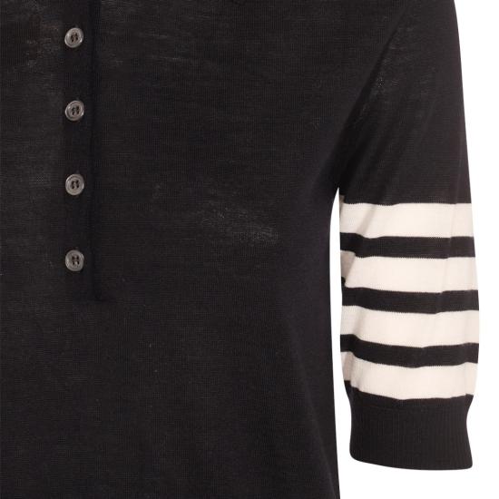 26FW 톰브라운 울 4바 릴렉스드 폴로 니트 FKP053AY1014415 Black - THOM BROWNE