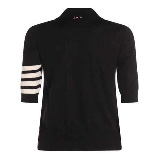 26FW 톰브라운 울 4바 릴렉스드 폴로 니트 FKP053AY1014415 Black - THOM BROWNE