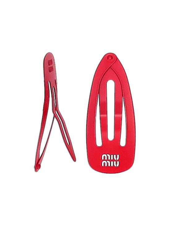 26FW 미우미우 로고 메탈 헤어 핀 5IF291 2DTU F0011 RED DOM - MIU MIU