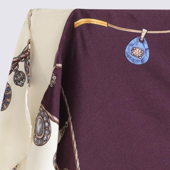 26FW 베르사체 미디 스커트 1025820 1A186365R880 BURGUNDY WHITE GOLD - VERSACE
