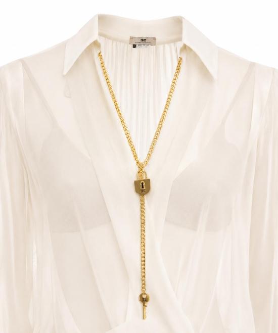 26FW 엘리자베타프랜치 바디수트 티셔츠 CB00966E2 360 White - ELISABETTA FRANCHI