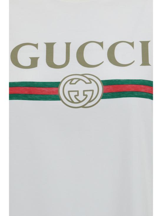 26FW 구찌 로고 프린트 코튼 저지 실크 티셔츠 865015XJHUF 9280 WHITE - GUCCI