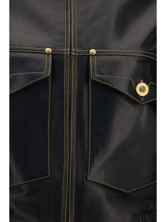 26FW 베르사체 가죽 자켓 10257071A18381 1B000 BLACK - VERSACE