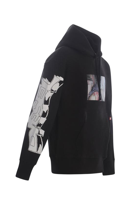  디젤 후드 티셔츠 A035920IEAX9XX black - DIESEL