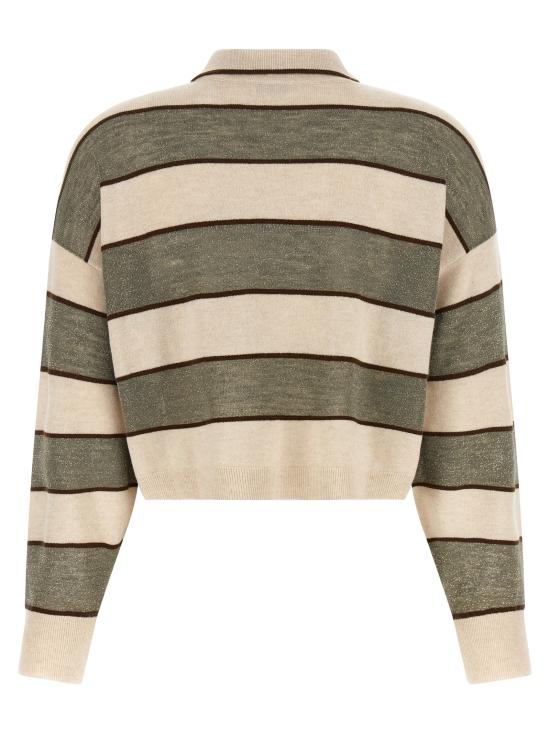 26SS 브루넬로 쿠치넬리 스파클링 스트라이프 크롭 니트 폴로 M16221605CQU70 Multicolor - BRUNELLO CUCINELLI