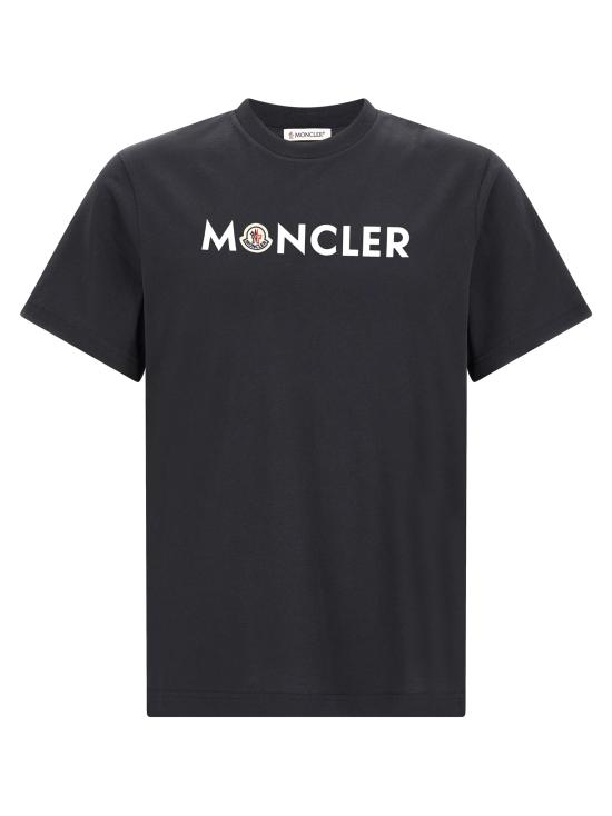 26FW 몽클레어 프런트 로고 프린트 코튼 저지 크루넥 반팔 티셔츠 프런트 로고 프린트 코튼 저지 크루넥 반팔 티셔츠 L20918C0005189B8Q778 Blue