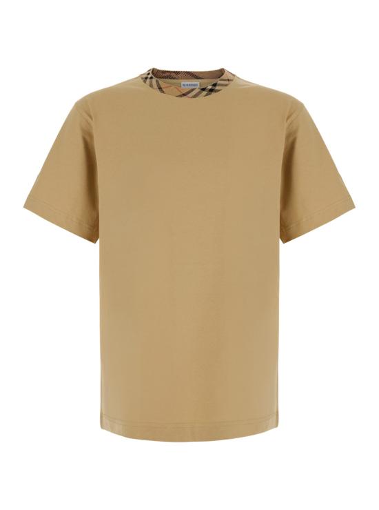 26FW 버버리 체크 트리밍 코튼 티셔츠 8125511B8626 Beige