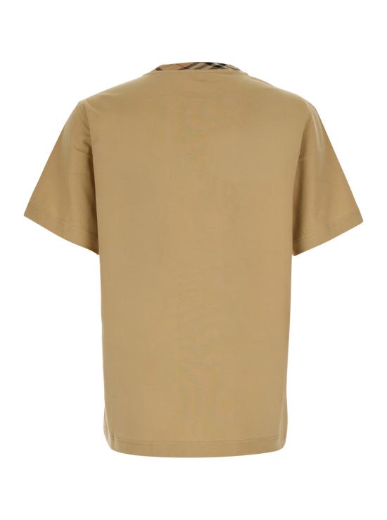 26FW 버버리 체크 트리밍 코튼 티셔츠 8125511B8626 Beige - BURBERRY