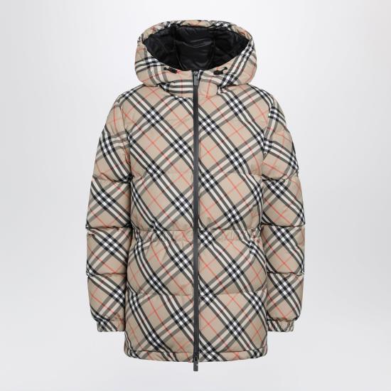 26FW 버버리 체크 나일론 후드 푸퍼 자켓 8110240168455 Beige