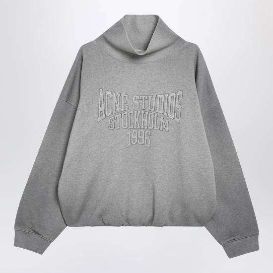 26FW 아크네 스튜디오 플리스 로고 스웨트셔츠 플리스 로고 스웨트셔츠 AI0193CO Grey