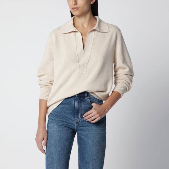 26FW 빅토리아 베컴 폴로 티셔츠 1326KJU007475AWO Beige
