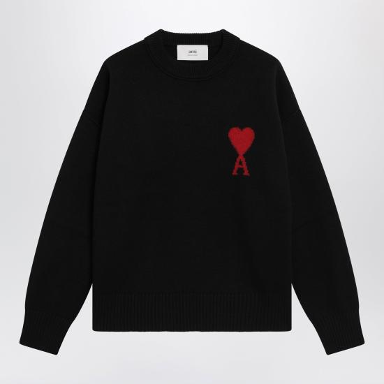 26FW 아미 빅 하트 울 크루넥 스웨터 UKS838018 Black