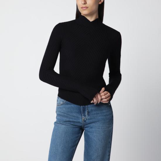 26FW 빅토리아 베컴 긴팔 티셔츠 1425KTP006804AWO Black