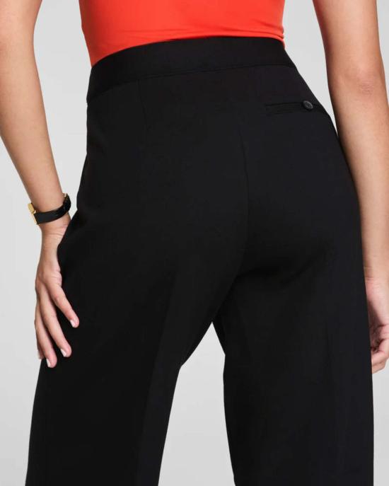  스팽스 스트레이트 팬츠 폰테 와이드 레그 팬츠 블랙 - SPANX