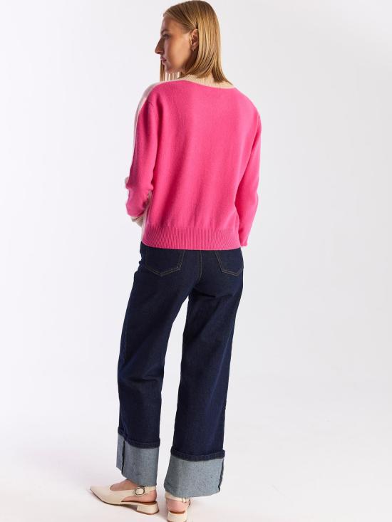  브로디 스웨터 여름 컬러블록 캐시미어 크루 - BRODIE