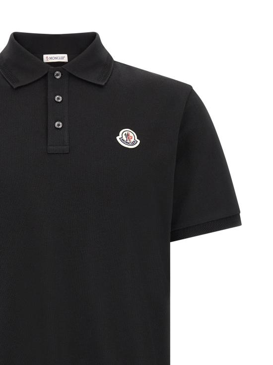 26FW 몽클레어 폴로 티셔츠 로고 패치 폴로 셔츠 블랙 - MONCLER