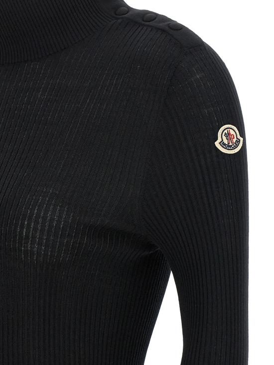26FW 몽클레어 터틀넥 로고 터틀넥 스웨터, 스웨터 및 가디건, 블랙 - MONCLER