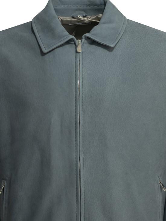 26SS 브루넬로 쿠치넬리 자켓 누벅 가죽 재킷, 재킷 및 코트, 연한 파란색 - BRUNELLO CUCINELLI