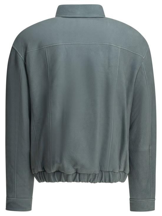 26SS 브루넬로 쿠치넬리 자켓 누벅 가죽 재킷, 재킷 및 코트, 연한 파란색 - BRUNELLO CUCINELLI