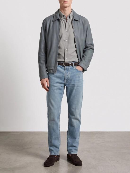 26SS 브루넬로 쿠치넬리 자켓 누벅 가죽 재킷, 재킷 및 코트, 연한 파란색 - BRUNELLO CUCINELLI