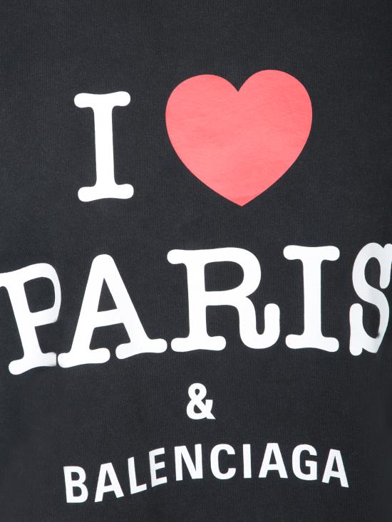 25SS 발렌시아가 I Love Paris & Balenciaga 크롭 티셔츠 818431 TRVU9 1041 Black - BALENCIAGA