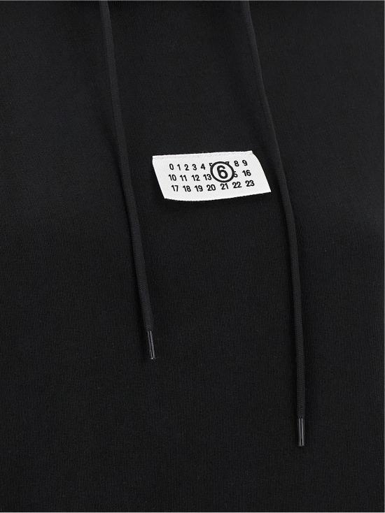 26FW MM6 메종마르지엘라 후드 티셔츠 숫자 서명 Mm6 스웨트셔츠 블랙 - MM6 MAISON MARGIELA