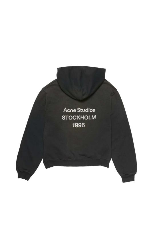 26FW 아크네 스튜디오 후드 티셔츠 로고 후드  블랙 - ACNE STUDIOS