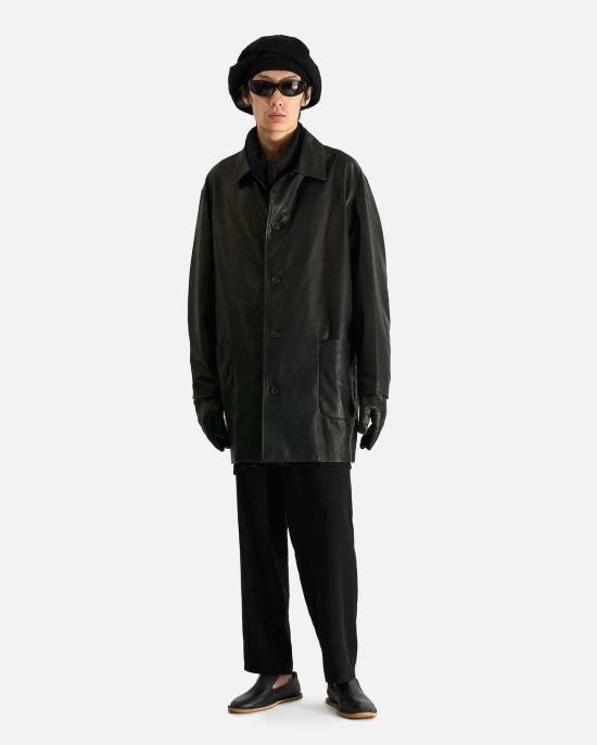  요지 야마모토 가죽 자켓 뿌르 옴므 오픈 칼라 재킷 - YOHJI YAMAMOTO