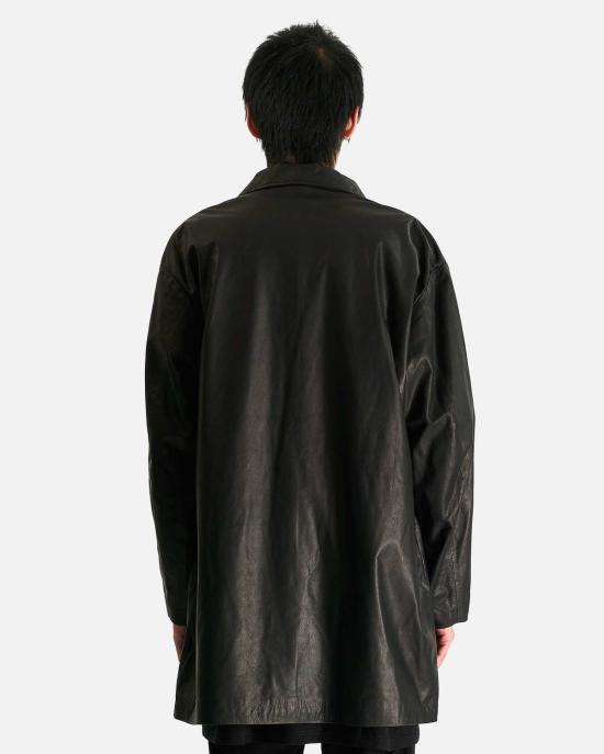 요지 야마모토 가죽 자켓 뿌르 옴므 오픈 칼라 재킷 - YOHJI YAMAMOTO