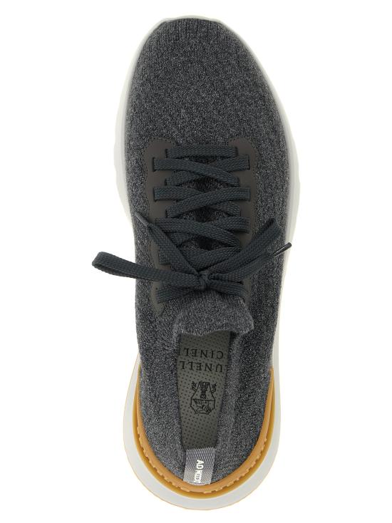 26FW 브루넬로 쿠치넬리 코튼 니트 세미 폴리쉬드 카프스킨 러너 MZUPMBO252CAQ26 Gray - BRUNELLO CUCINELLI
