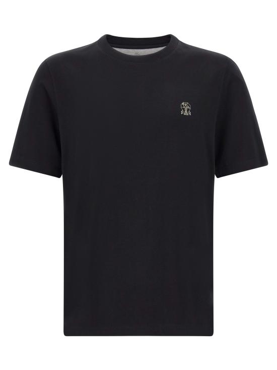 26FW 브루넬로 쿠치넬리 코튼 저지 크루넥 티셔츠 M0B138440CZ178 Black