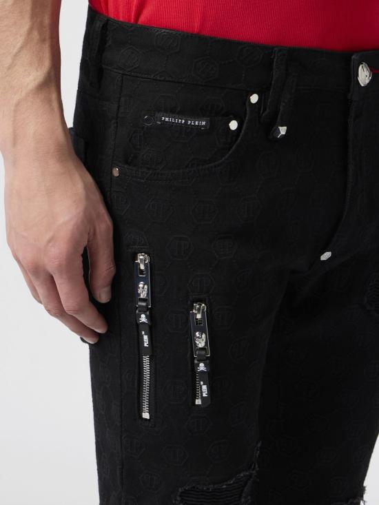 26FW 필립 플레인 데님 팬츠 PAFCMDT4345PDE004N 02NH Black 1 - PHILIPP PLEIN