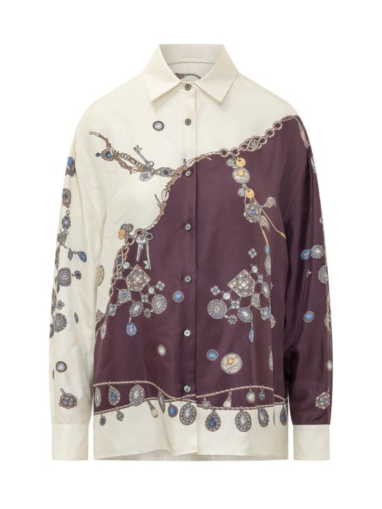 26FW 베르사체 블라우스 10256861A18682 5R880 BURGUNDY WHITE GOLD
